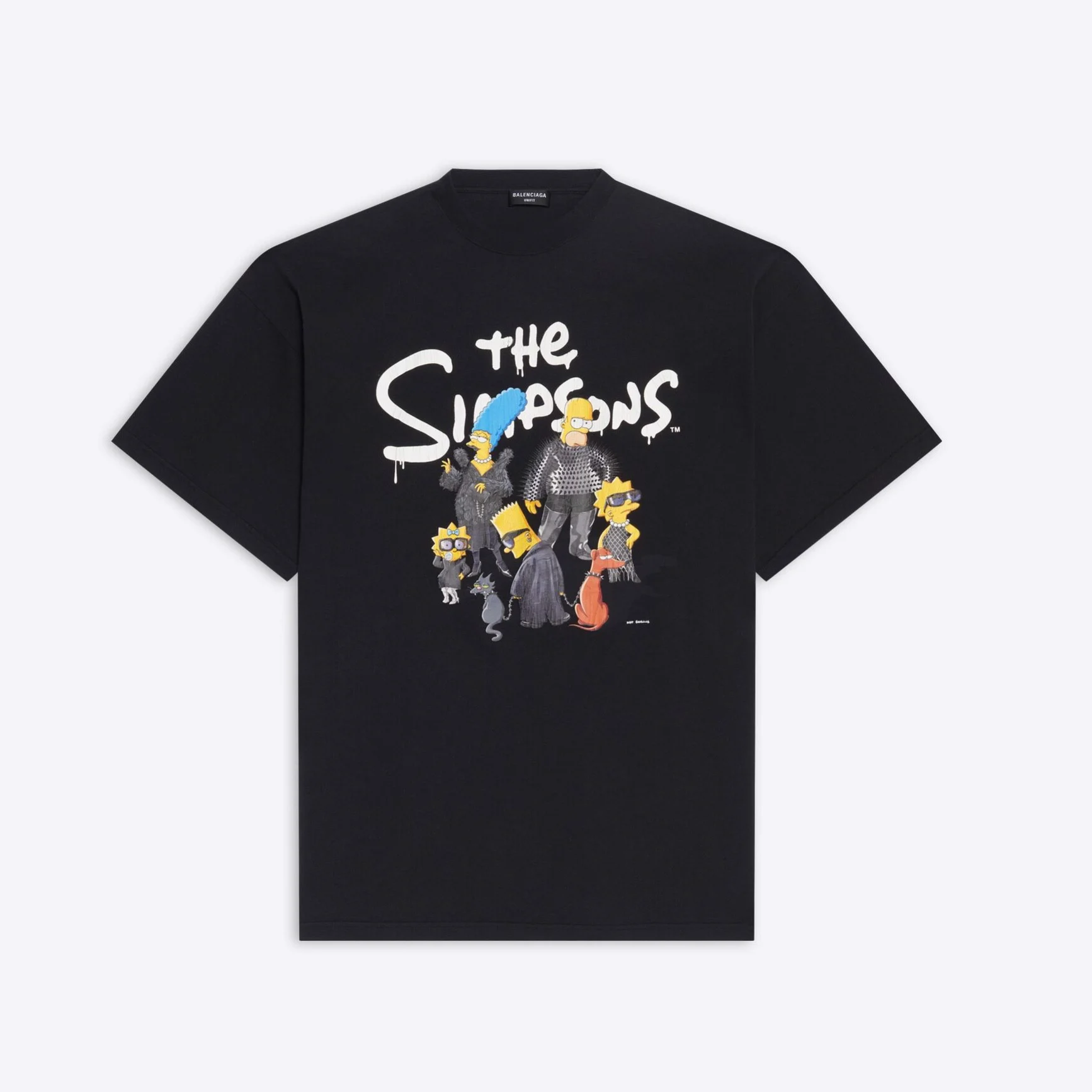 BALENCIAGA TEE - Áo Blcg Simpsons Print Cotton (Black)